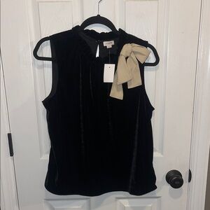 NWT J.Crew women’s velvet bow neck ruffle Tank